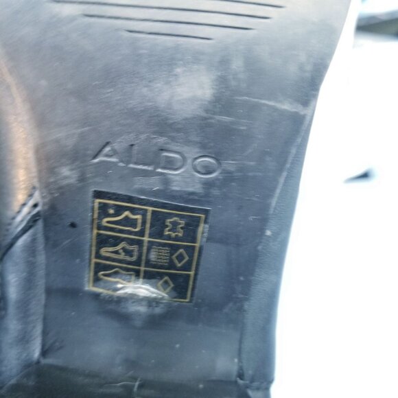 Aldo black leather pointy toe chunky heel booties size 8.5 - Picture 11 of 12